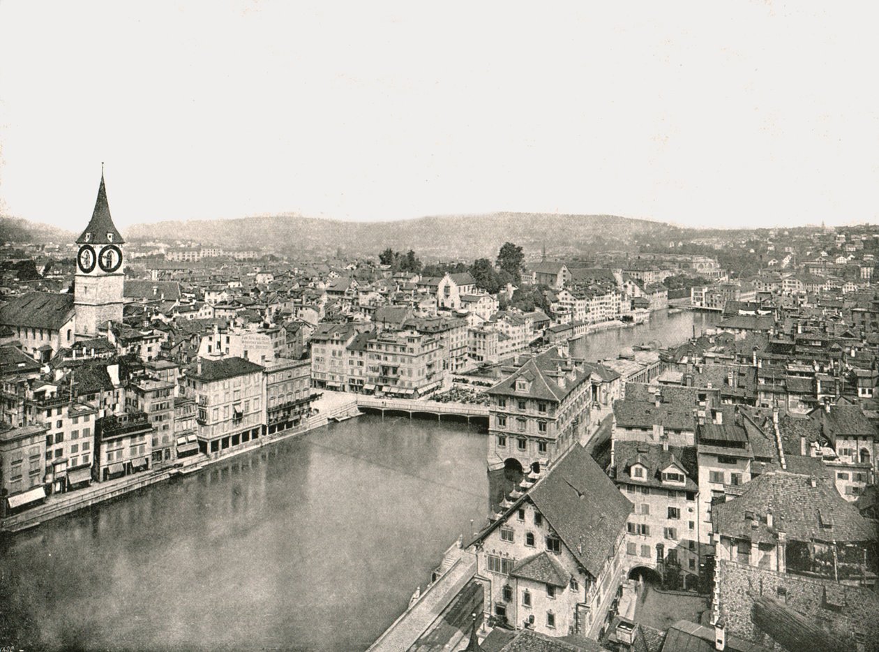 The Grosse Stadt and Kleine Stadt Divided by the River Limmat, Zurich, Switzerland by Unbekannt