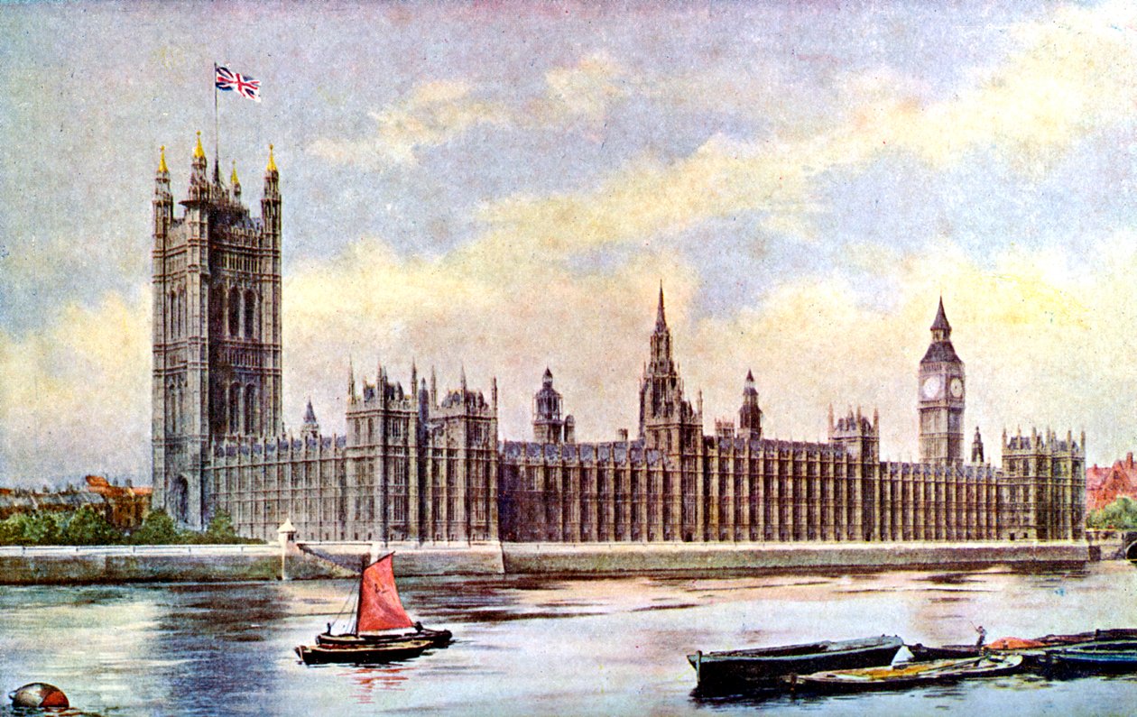 The Houses of Parliament from Lambeth Palace, Westminster, London by Unbekannt