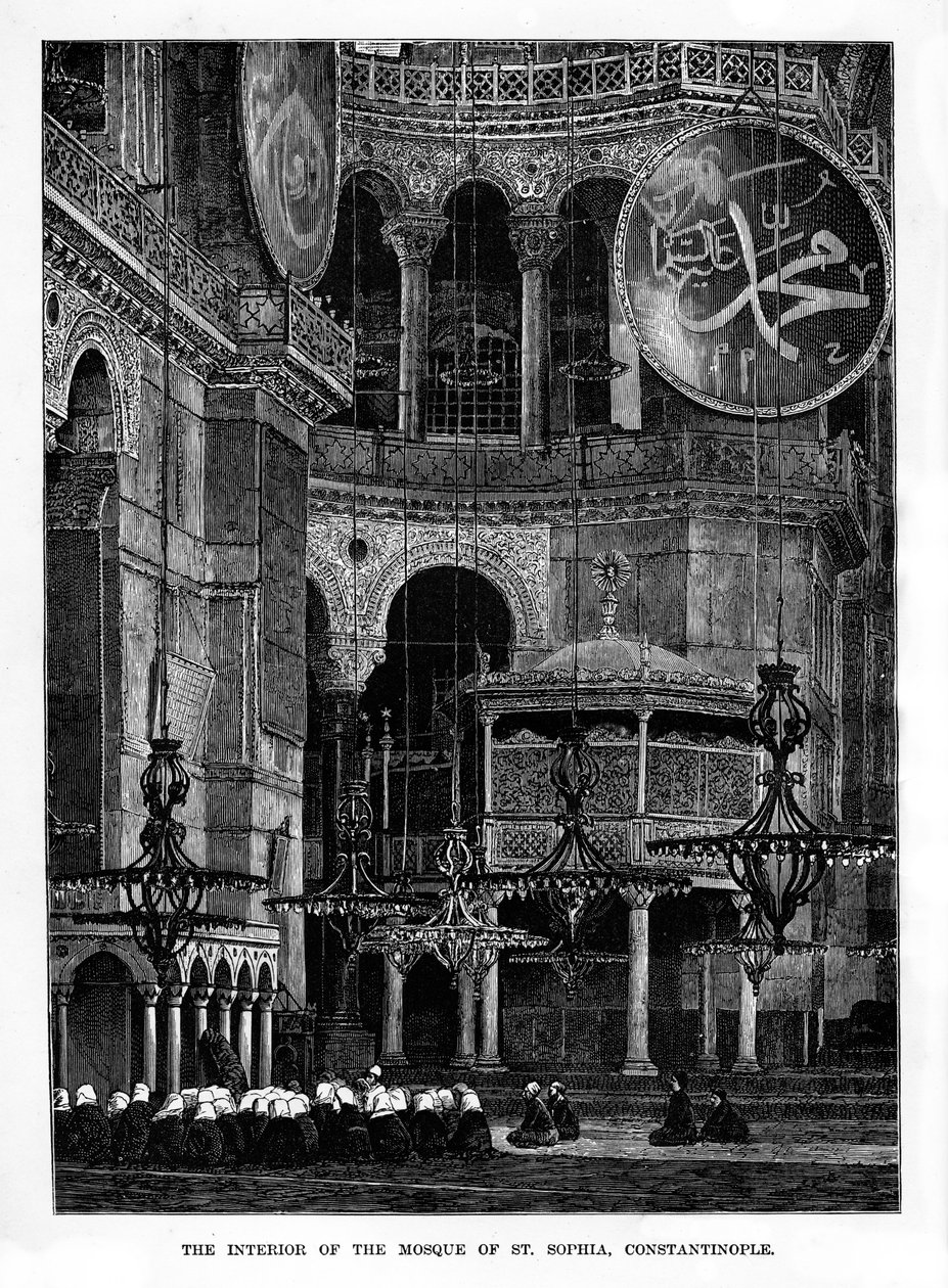 The Interior of the Mosque of Santa Sophia, Constantinople, Turkey by Unbekannt