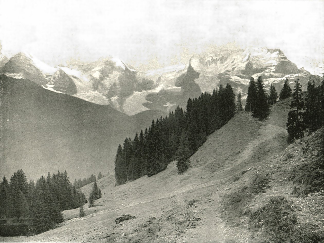 The Jungfrau and her Neighbors, Switzerland, 1895 by Unbekannt