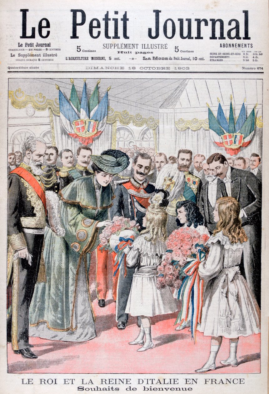 The King and Queen of Italy in France by Unbekannt