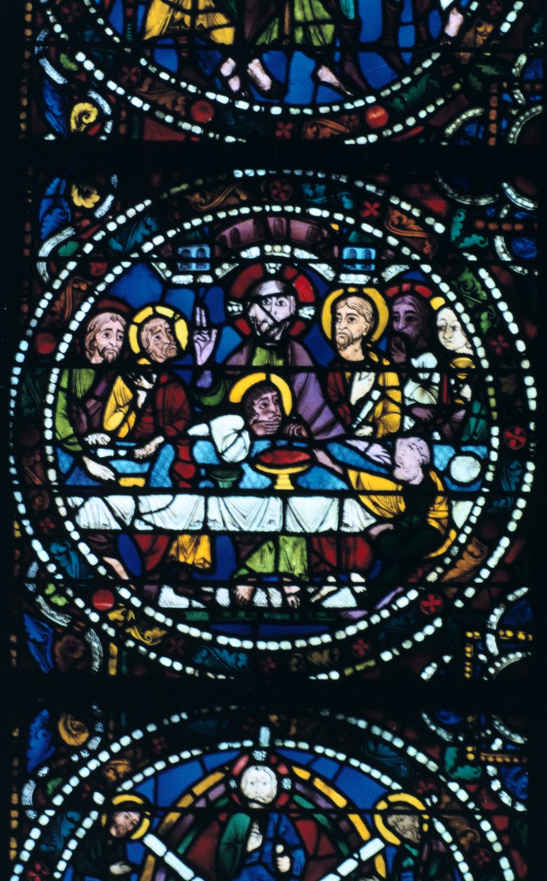 The Last Supper, stained glass, Chartres Cathedral, France by Unbekannt