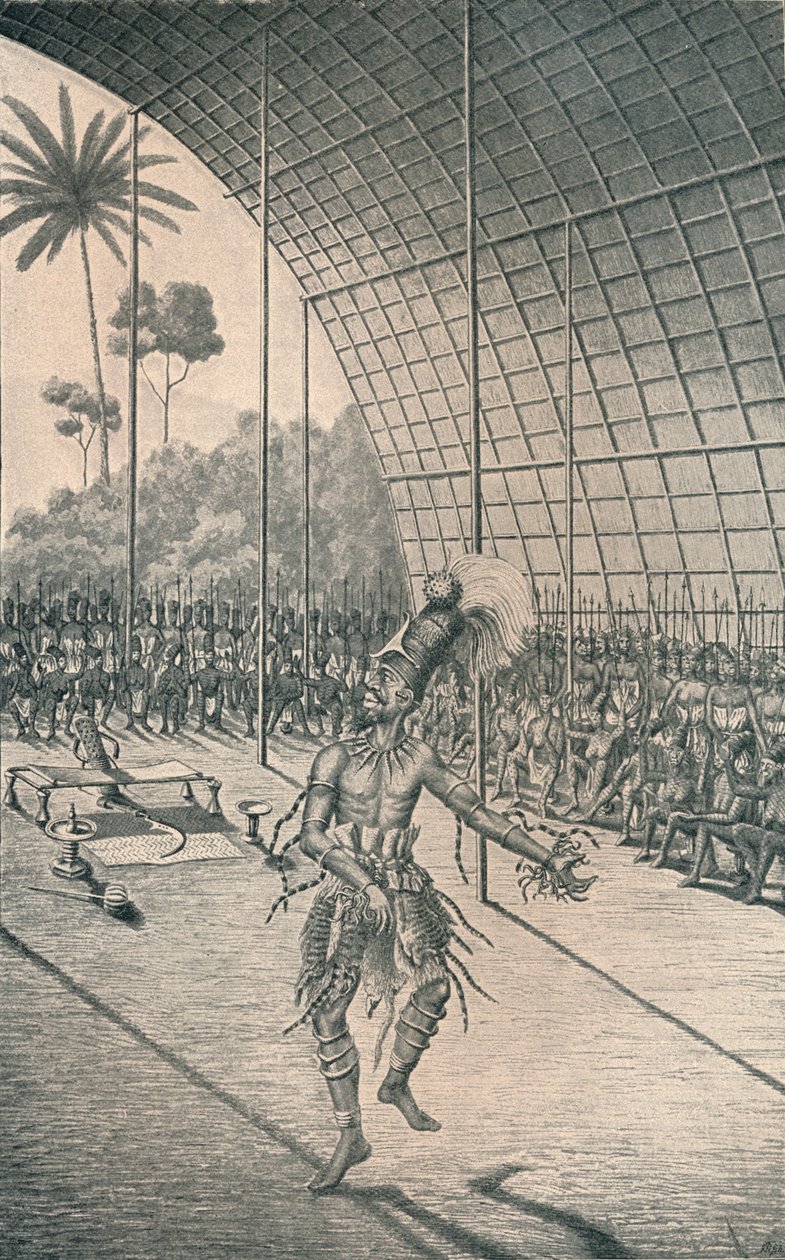 The Mangbattu King Munsa Dances Before His Wives and Warriors by Unbekannt