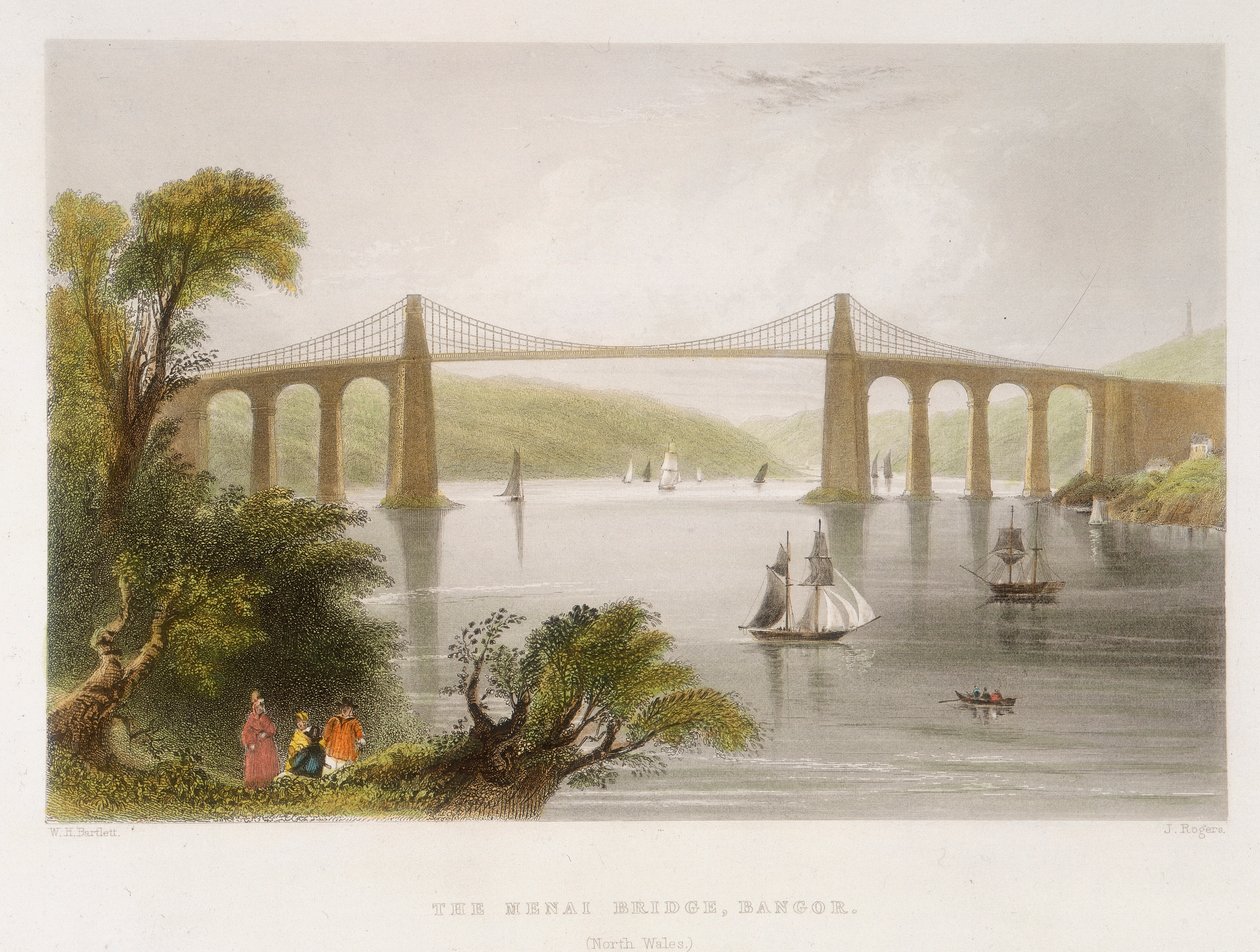The Menai Bridge, Bangor North Wales by Unbekannt