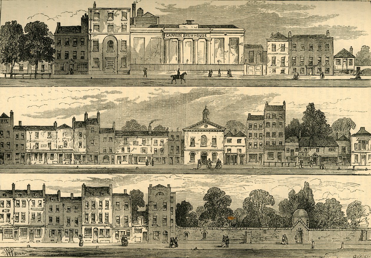 The North Side of Knightsbridge in 1820, from the Cannon Brewery to Hyde Park Corner, c1876 by Unbekannt