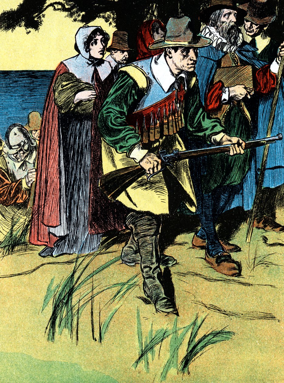 The Pilgrim Fathers After Arriving in America by Unbekannt