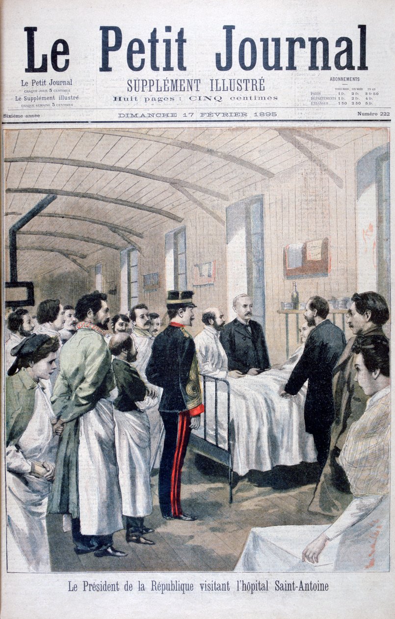 The President of the Republic, Felix Faure, visiting Saint-Antoine Hospital, Paris, 1895 by Unbekannt