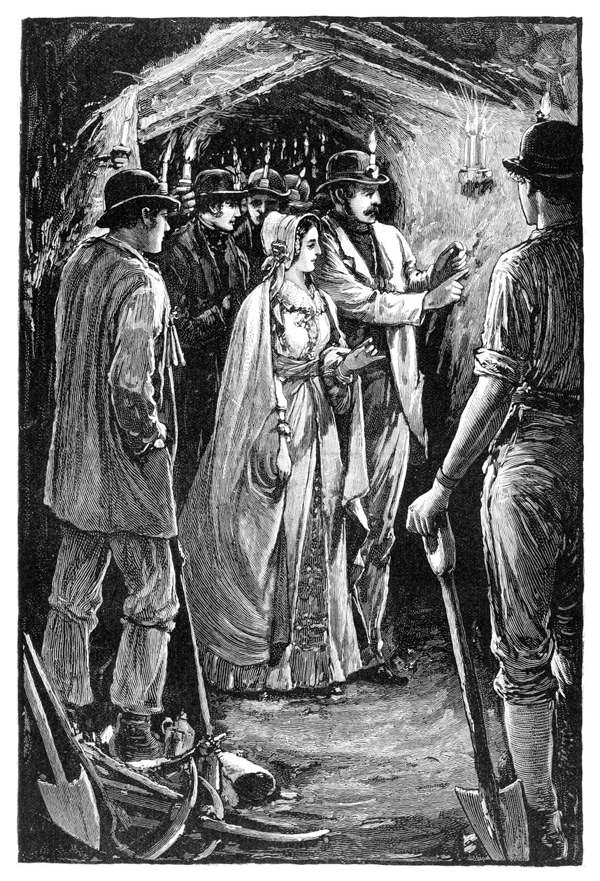 The Queen visiting a Cornish Iron Mine by Unbekannt