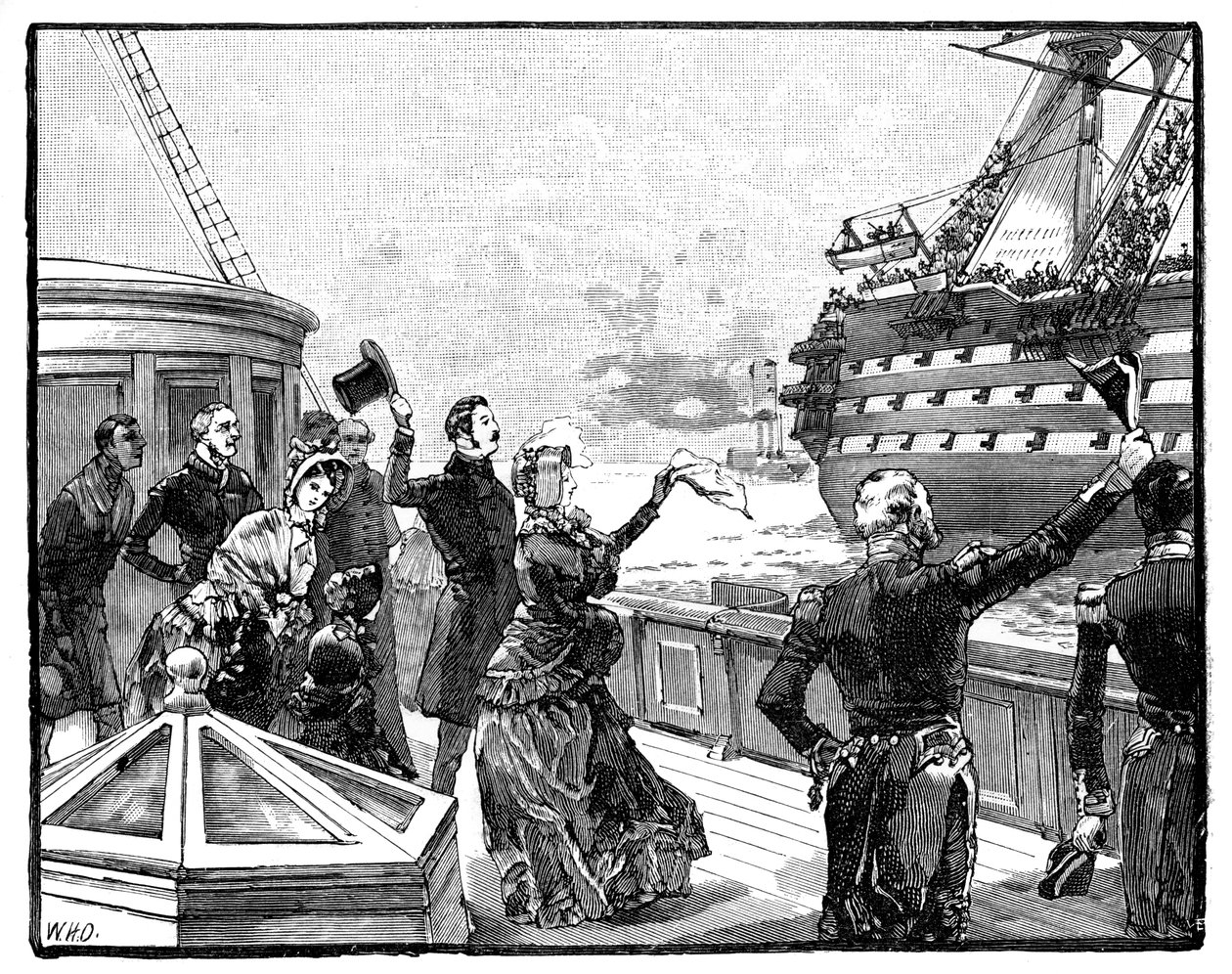 The Queen Waving Farewell to the Duke of Wellington Flagship, c1850s, 1888 by Unbekannt