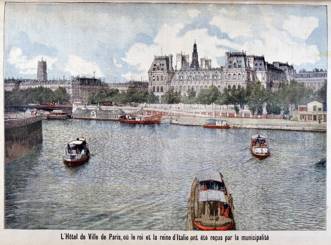 The River Seine and the Hotel de Ville, Paris, 1903 by Unbekannt