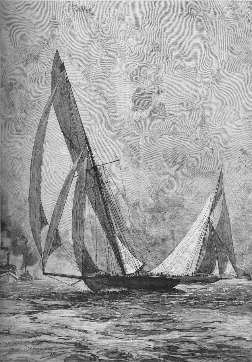 The Shamrock and the Columbia racing for the America