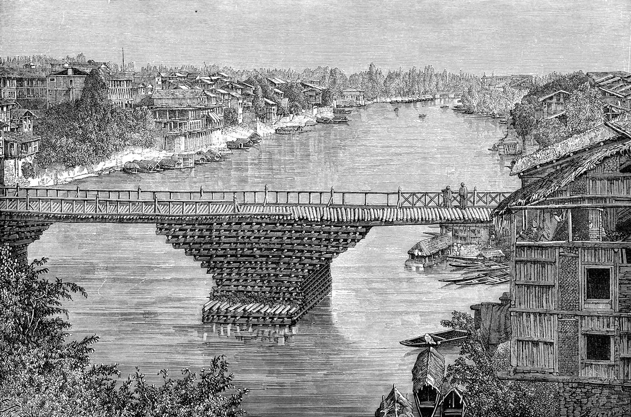 The Srinagar Bridge over the River Jhelum, Pakistan by Unbekannt
