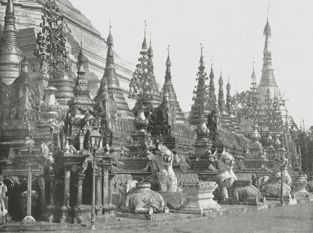 The Base of the Grand Pagoda, Rangoon, Burma by Unbekannt