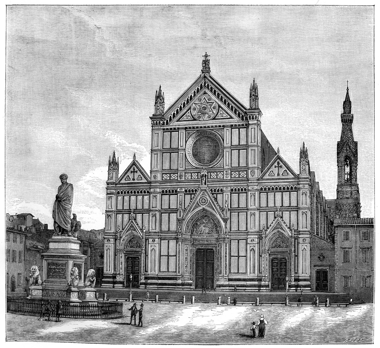The Church and Piazza of Santa Croce Basilica, Florence, Italy by Unbekannt