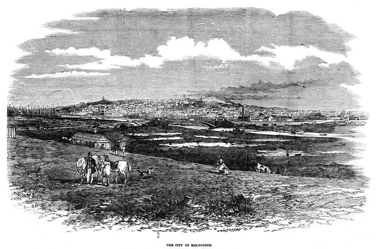 The city of Melbourne, Australia, 1855 by Unbekannt