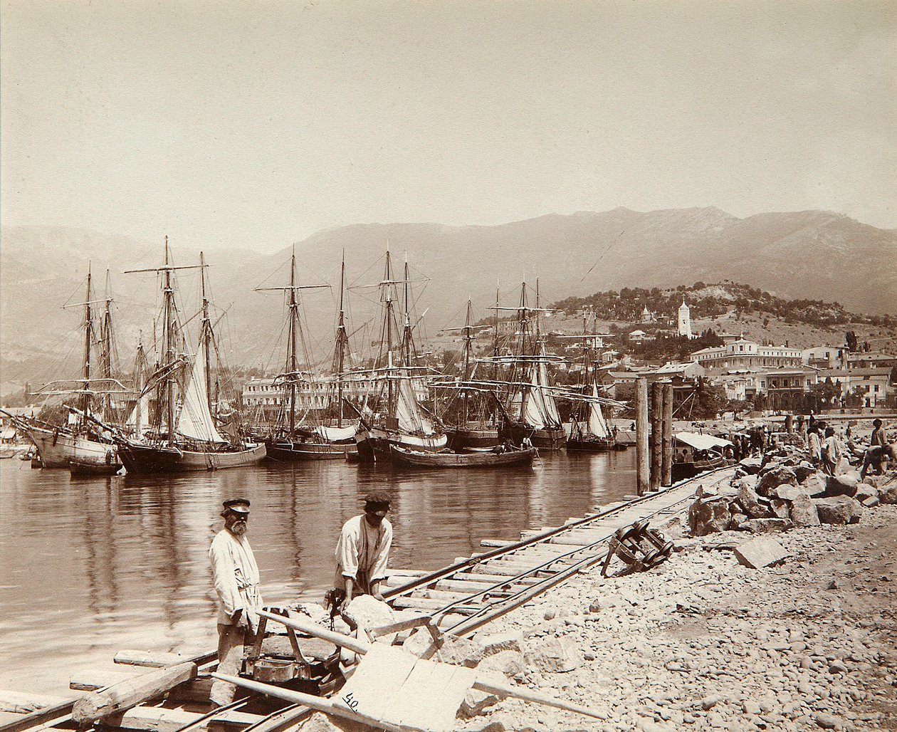 The Construction of a Pier in Yalta, Crimea, Late 19th Century by Unbekannt