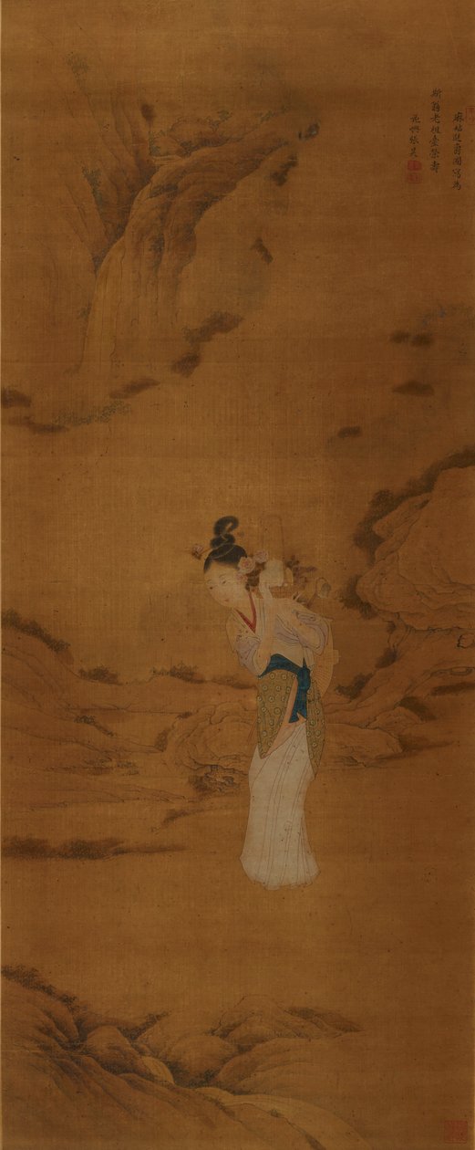 The Goddess Magu with a Basket of Flowers, Qing Dynasty by Unbekannt