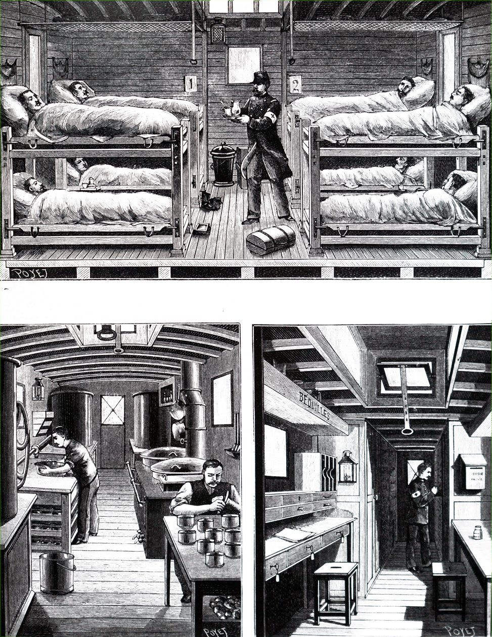 The Interior of a French Military Hospital Train by Unbekannt