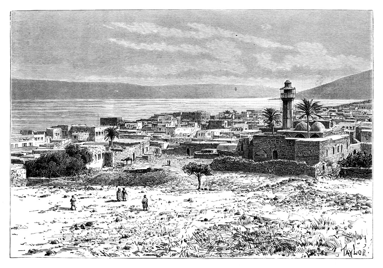 The Lake and City of Tiberias, Israel by Unbekannt