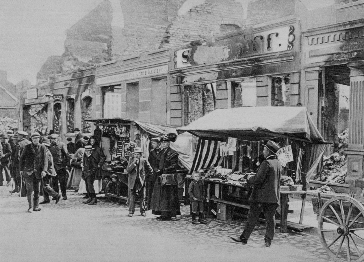 The Market in the Ruins of Hohenstein, East Prussia, World War I by Unbekannt