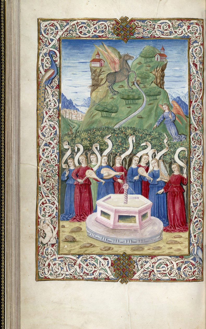 The Nine Muses with Pegasus and Mount Helicon from Argumentum by Guarinus Veronensis by Unbekannt