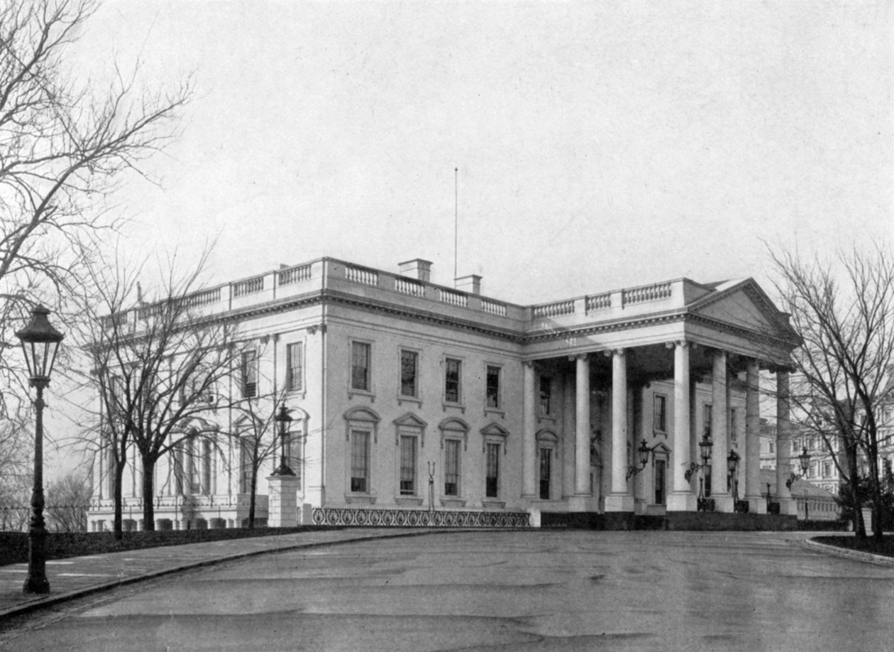 The north portico of the White House, Washington D.C., USA, 1908 by Unbekannt