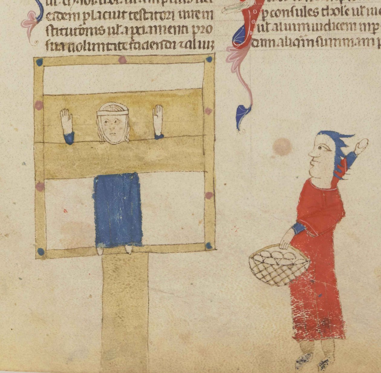 The pillory. From the Coutumes de Toulouse by Unbekannt