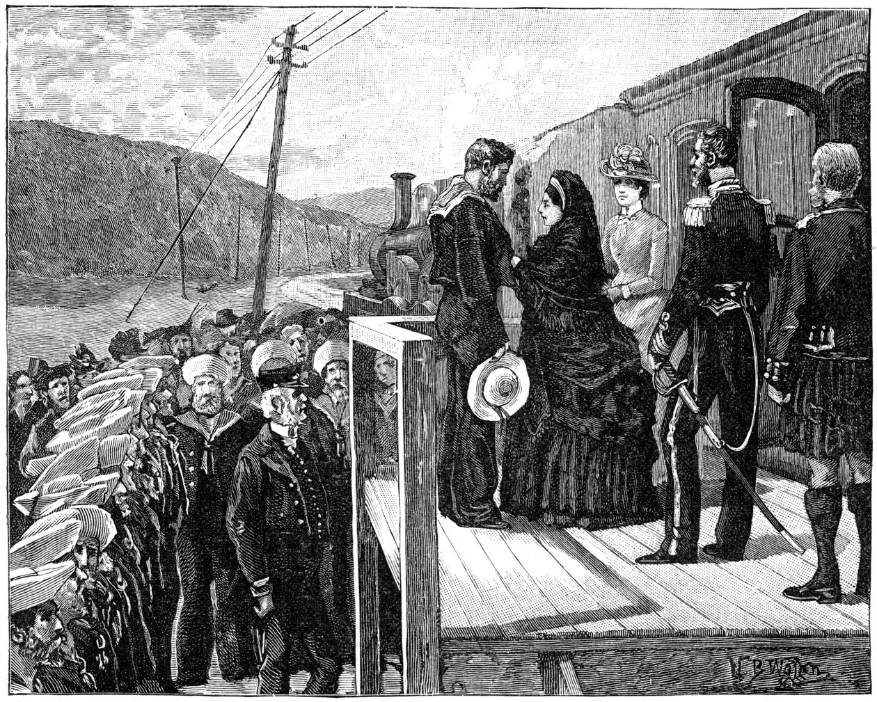 The queen presenting the Albert Medal to coastguard George Oatley by Unbekannt