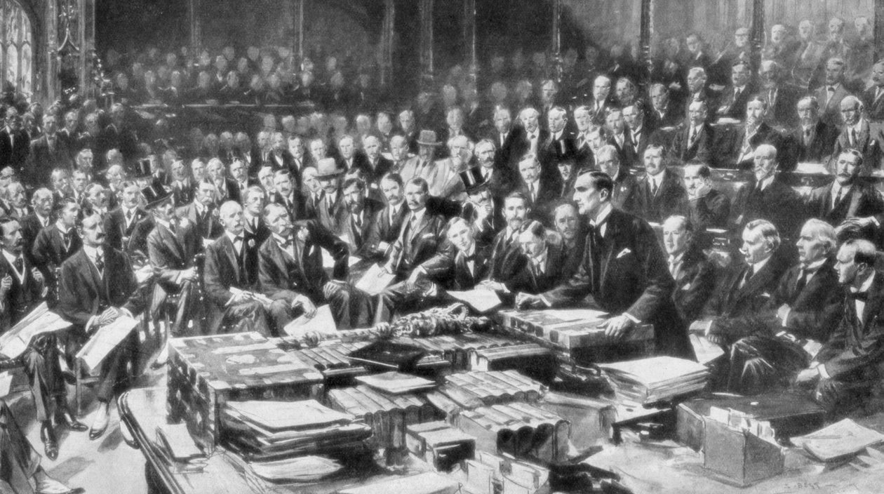 The Scene in the House of Commons, Westminster, London, 3 August 1914 by Unbekannt