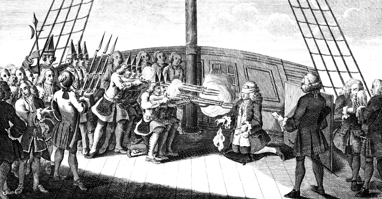The shooting of Admiral Byng on board the Monarque by Unbekannt