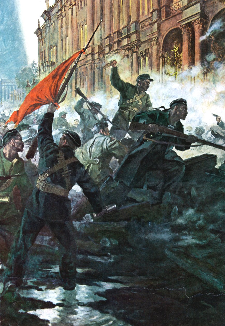 The storming of the Winter Palace, St Petersburg, Russian Revolution, October 1917 by Unbekannt