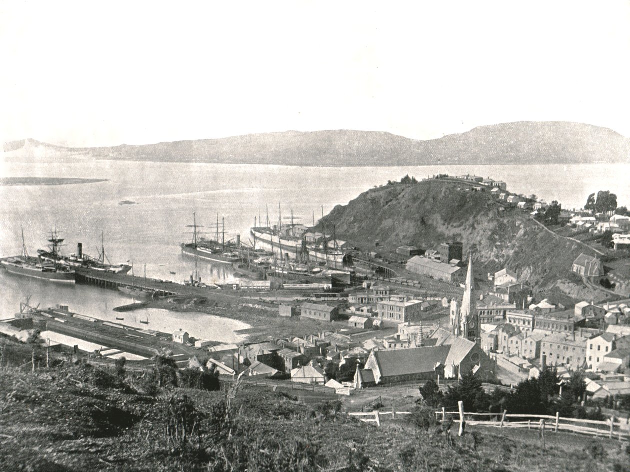 The Town and the Harbour, Port Chalmers, New Zealand by Unbekannt