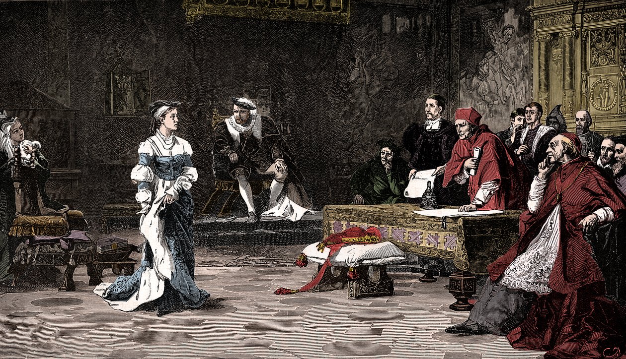 The trial of Queen Catherine, 1529 by Unbekannt