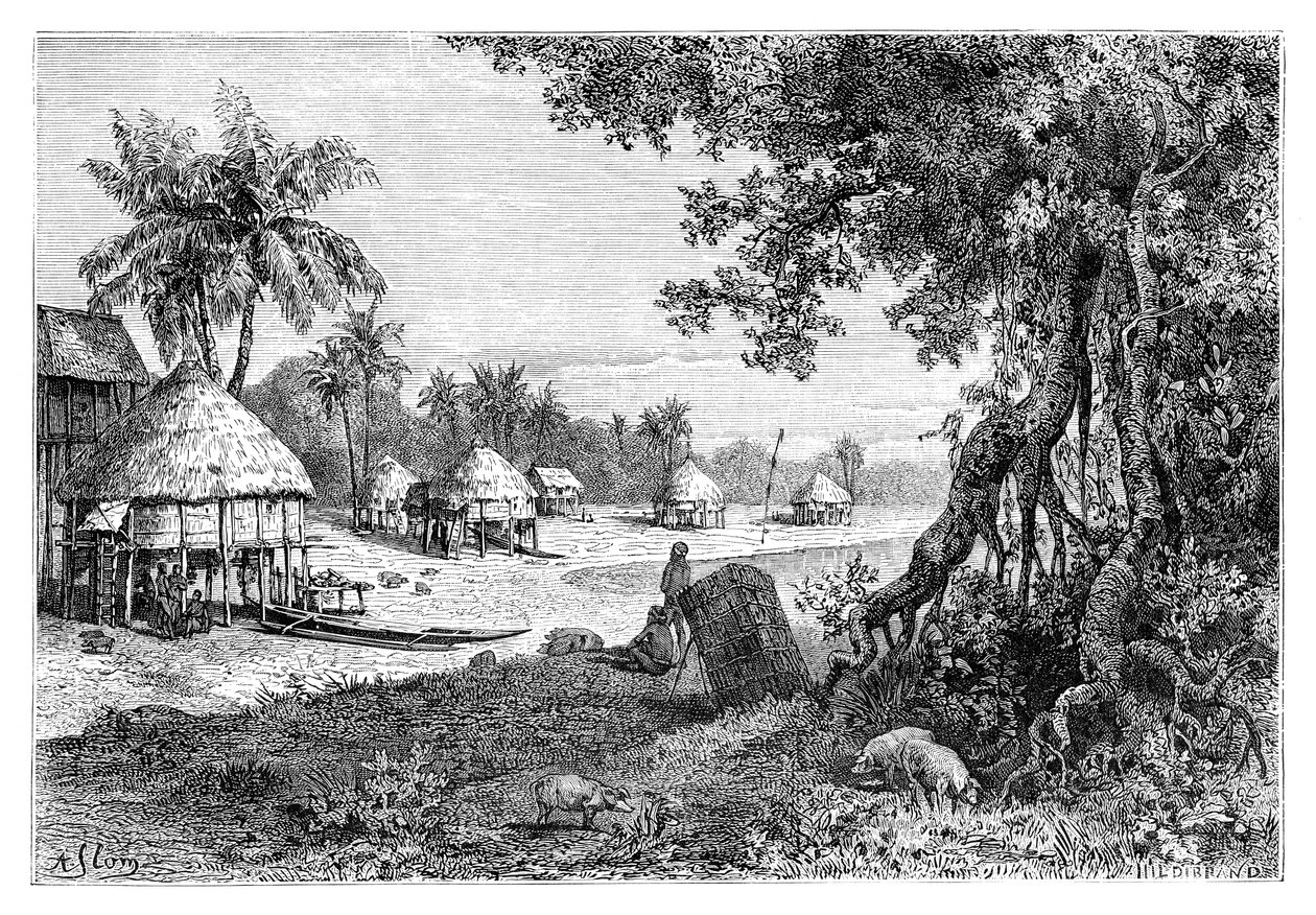 The village of Sawi, Car-Nicobar, Nicobar Islands, India, 1895 by Unbekannt