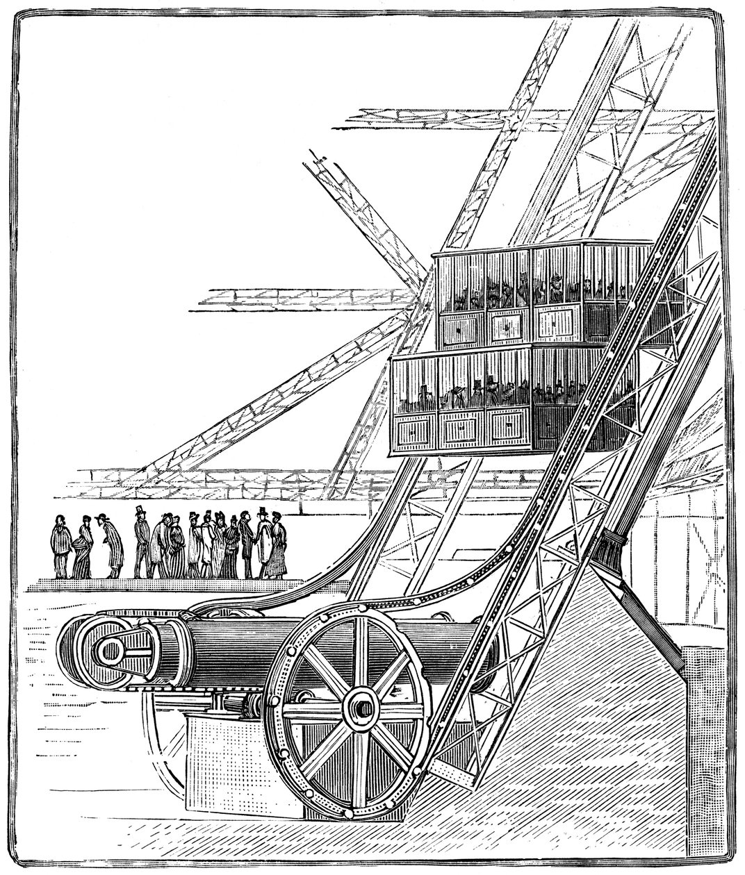 The well of the Roux Combaluzier elevator, Eiffel Tower, Paris, 1889 by Unbekannt