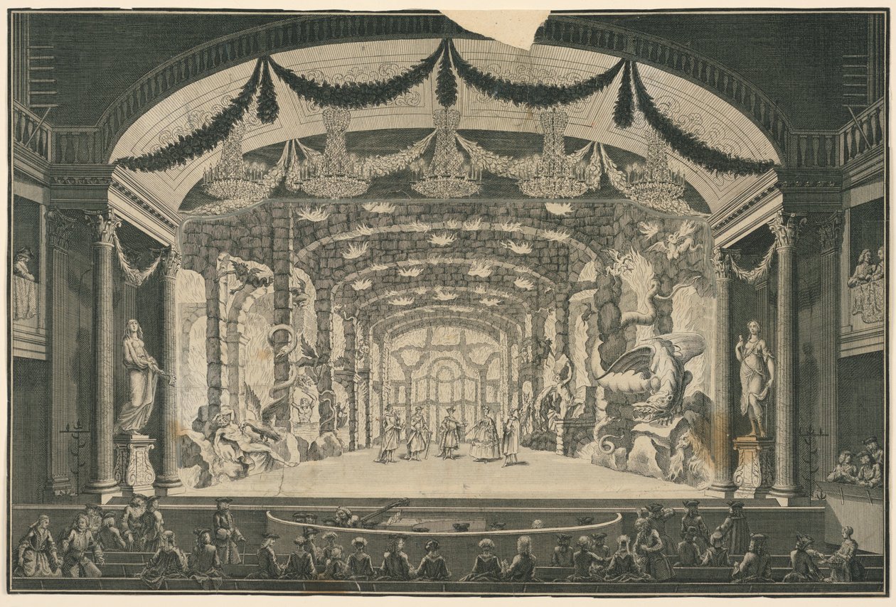 Theater Interior with Performance Taking Place by Unbekannt