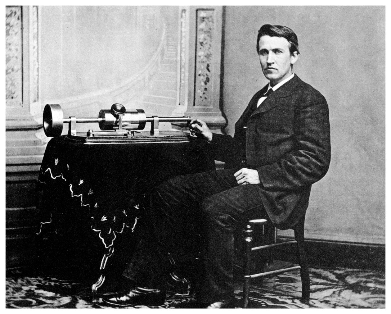 Thomas Alva Edison, American Inventor, with His Phonograph, c1878 by Unbekannt