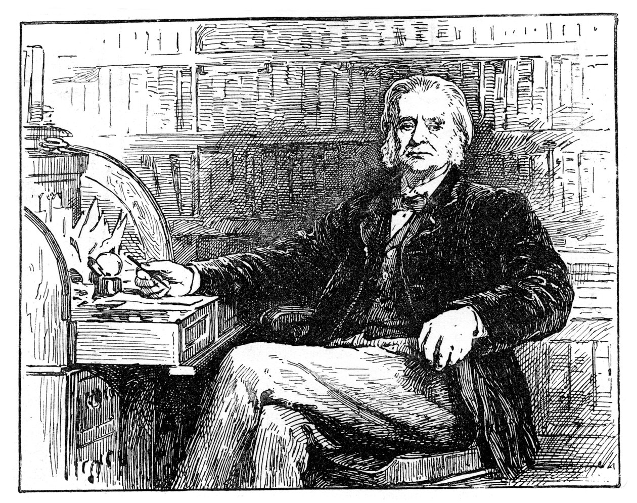 Thomas Henry Huxley, British biologist, at his desk, c1880 by Unbekannt