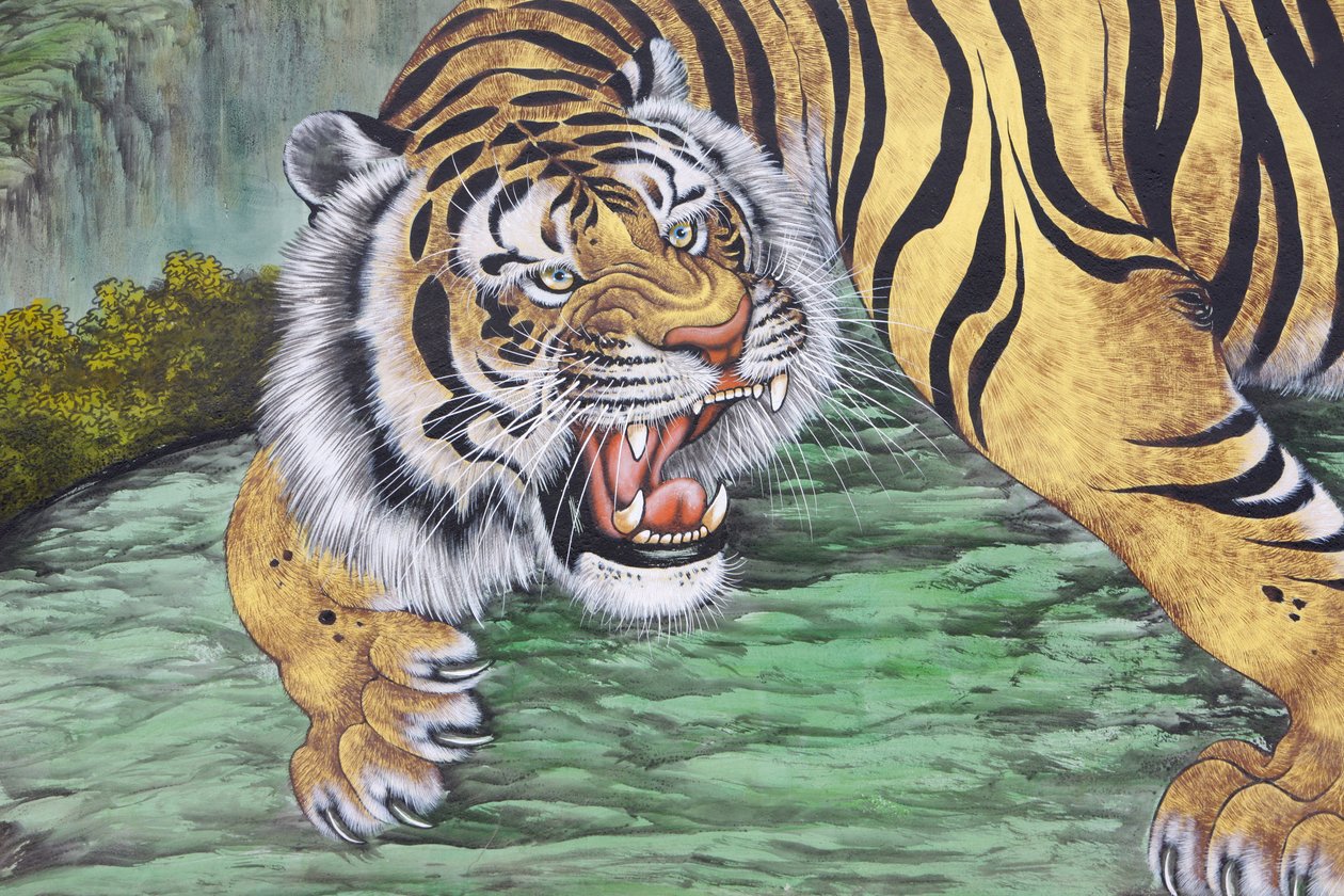 Tiger Painting at Bongeunsa Temple, Seoul, South Korea by Unbekannt