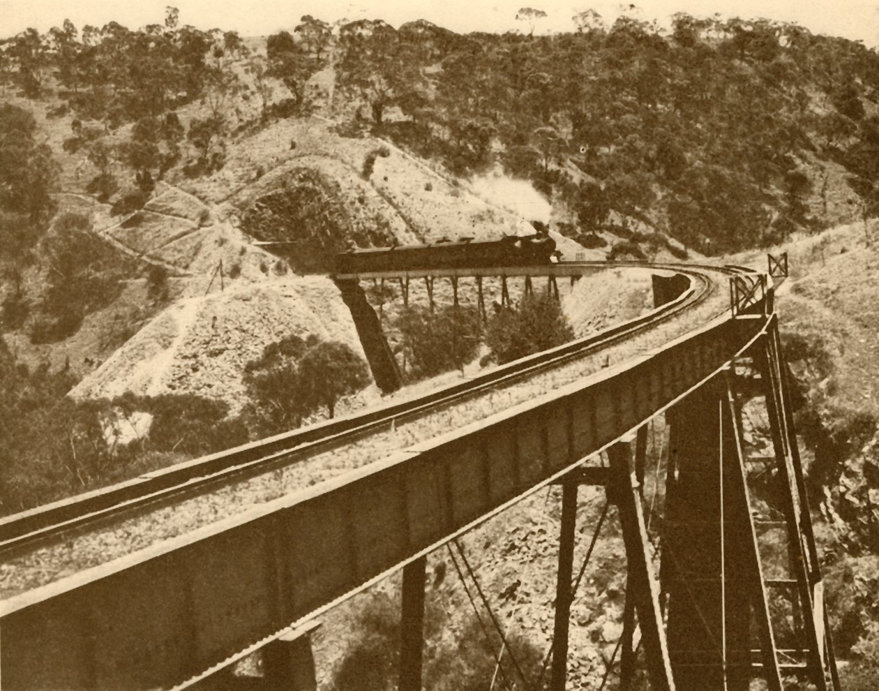 Train Passing Over Viaduct, Mount Lofty Range, South Australia