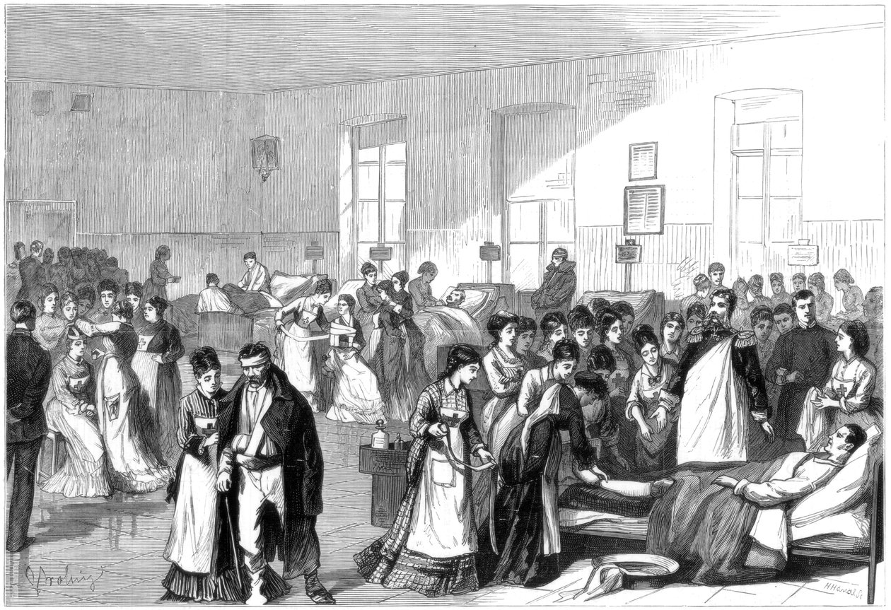 Training women to be nurses at a military hospital at St Petersburg by Unbekannt