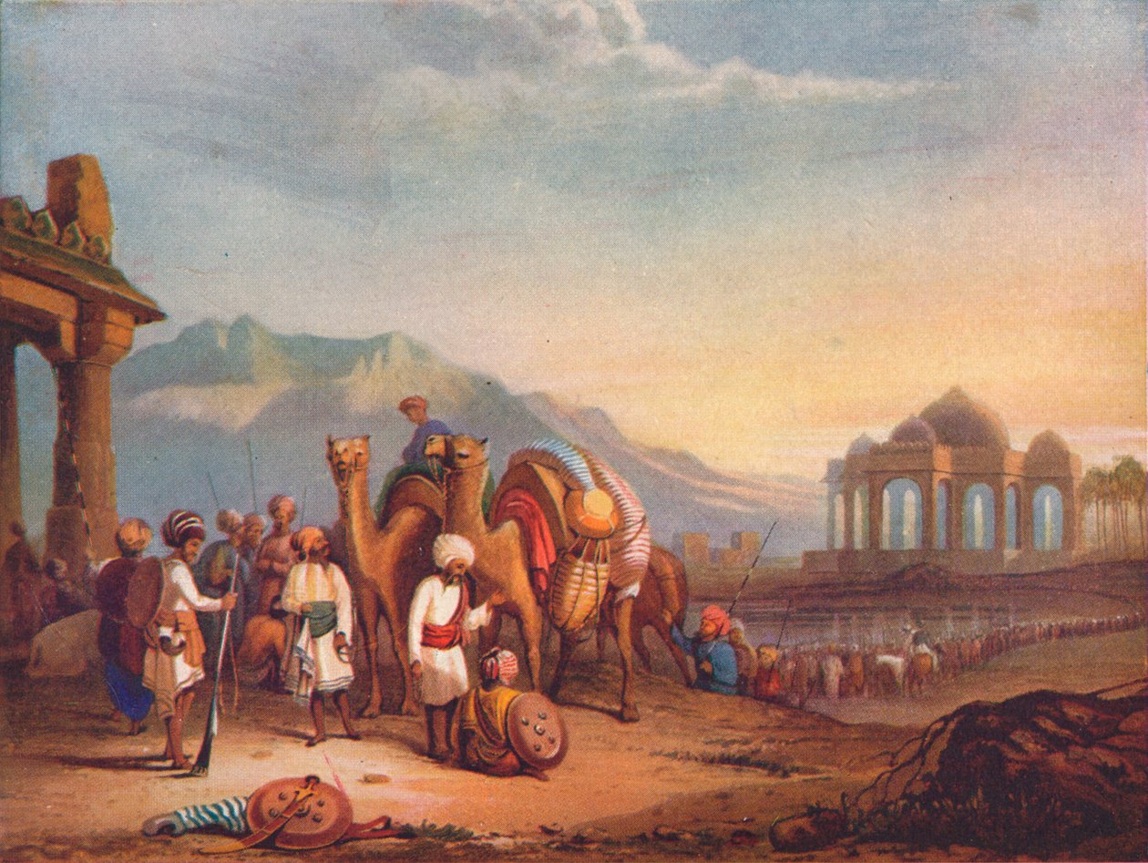 Travellers with Escort in the Ancient Province of Kattywar, 1908 by Unbekannt