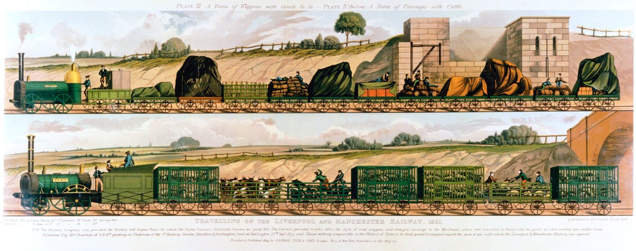 Travelling on the Liverpool and Manchester Railway, 1831 by Unbekannt