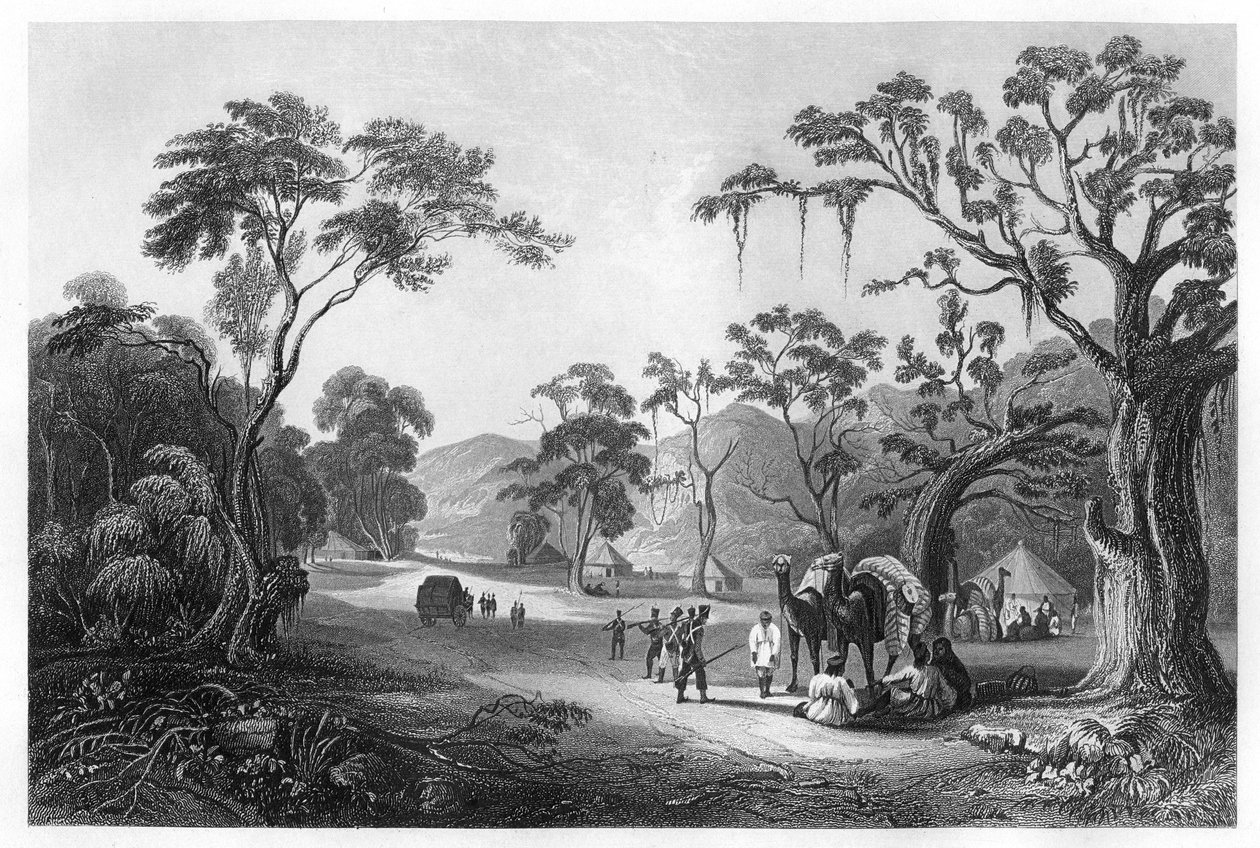 Troops Encamped at the Entrance to the Keree Pass, North of Meerut, India, c1860 by Unbekannt