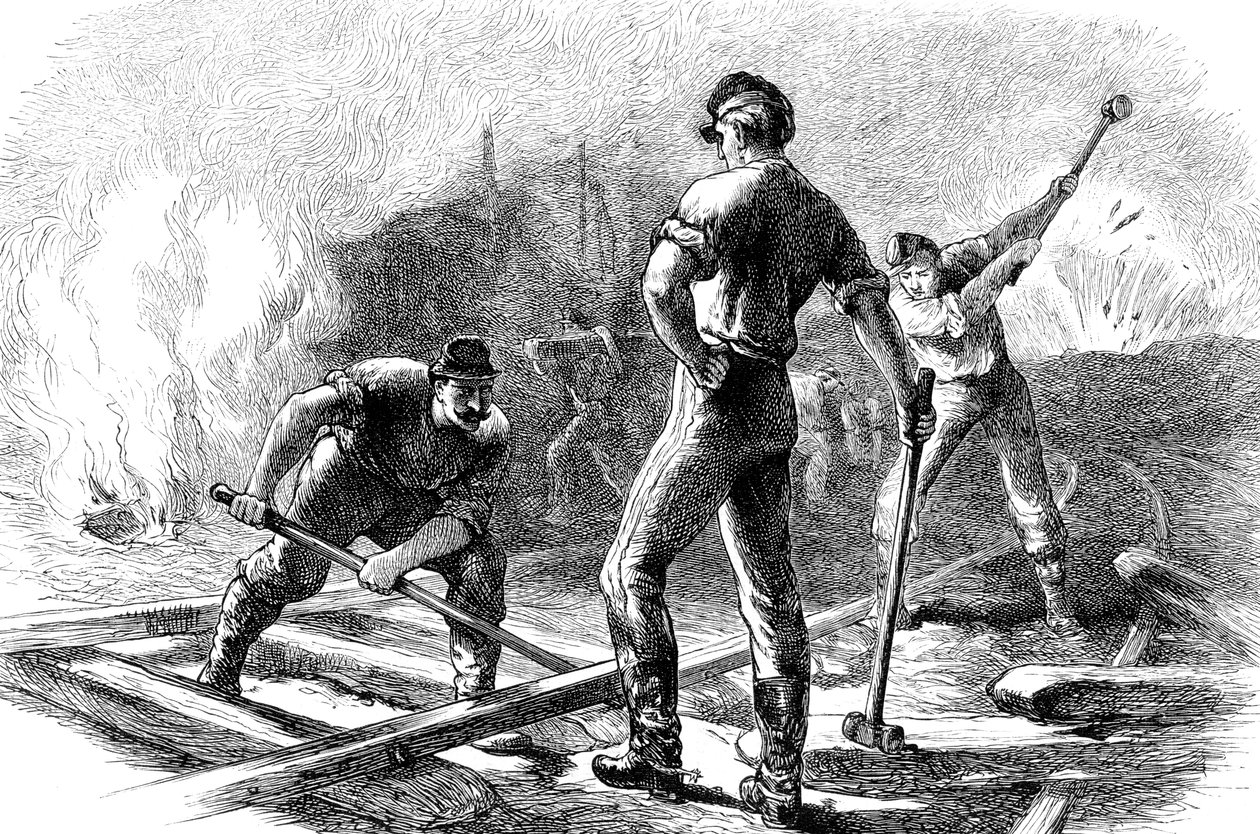Troops Tearing Up a Railway, American Civil War by Unbekannt
