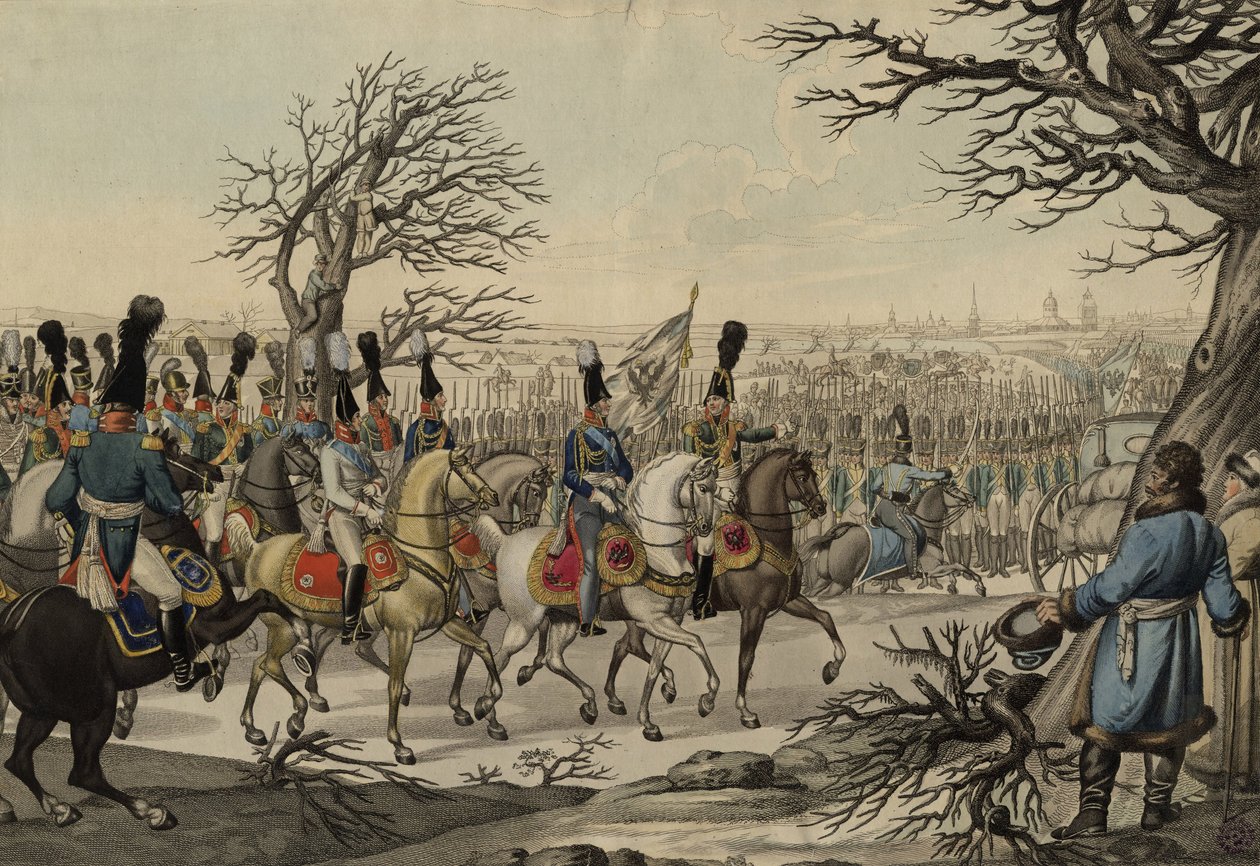 Tsar Alexander I and King Frederick William III before the troops, ca 1813 by Unbekannt
