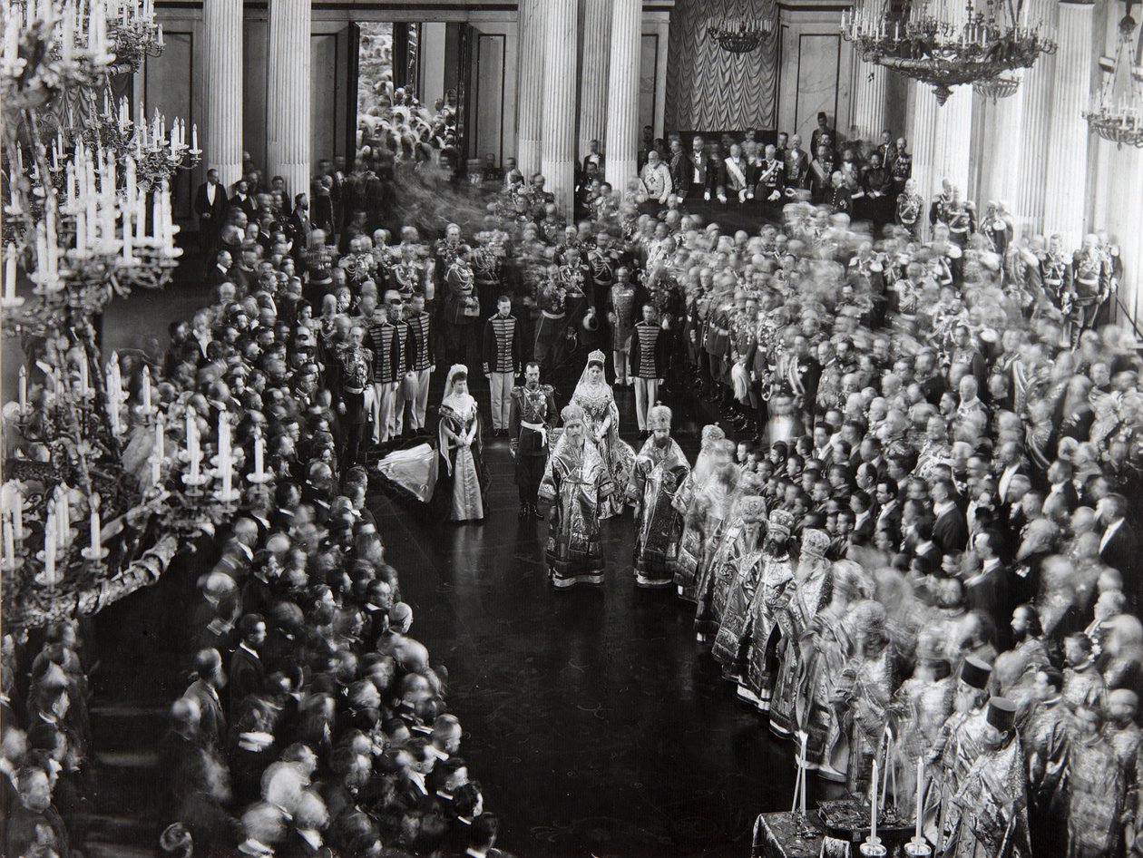 Tsar Nicholas II at the opening ceremony of the first Duma, St Petersburg, Russia by Unbekannt