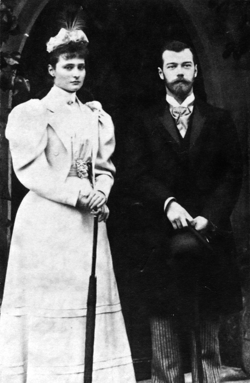 Tsarina Alexandra Feodorovna and Tsar Nicholas II of Russia by Unbekannt