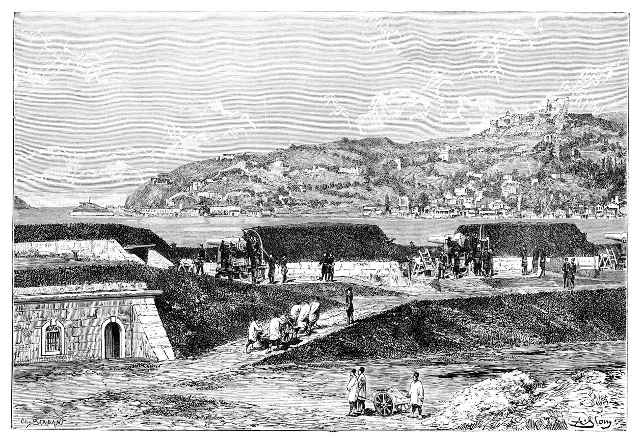 Turkish Batteries and the Entrance to the Bosphorus at the Black Sea, Turkey by Unbekannt