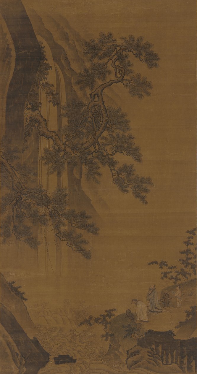 Two Gentlemen Contemplating a Waterfall, Ming Dynasty, 16th Century by Unbekannt